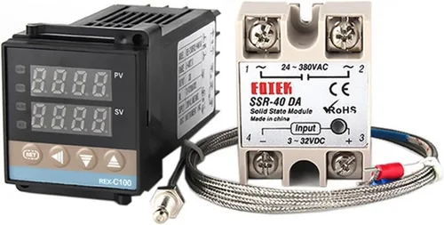 Miniatura 6 de 1 juego REX-C100 controlador de temperatura PID digital K termostato de entrada + salida SSR 10DA 25DA 40DA + termopar K sonda 3.3 ft (SSR 10DA)