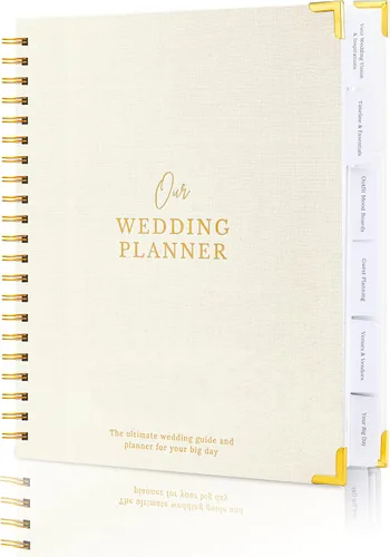 Miniatura 12 de Libro y organizador de boda atemporal premium de alta calidad, libro de planificación de bodas, carpeta completa de recuerdo y cuenta regresiva