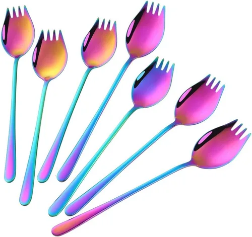 Miniatura 14 de Buyer Star Sporks - Juego de 6 tenedores de acero inoxidable 18/8 para uso diario en el hogar, 7.6 pulgadas, 1.6 onzas, cuchara para helado