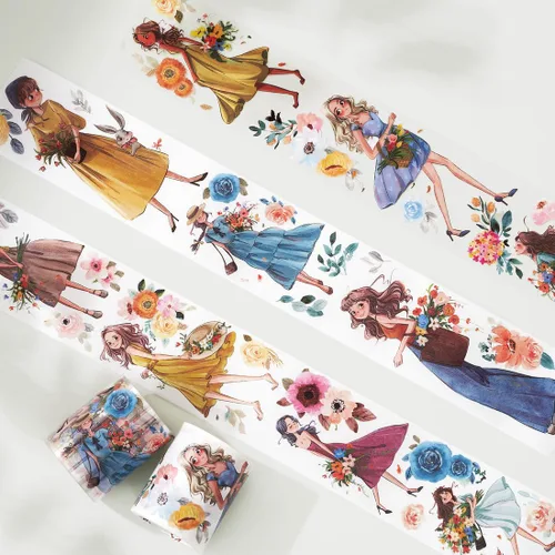 Miniatura 4 de WT Cinta Washi Carefree, Diseños Originales, Figuras de Personajes Niñas Decorativas, Manualidades, Suministros para Planificador Bujo, Cinta