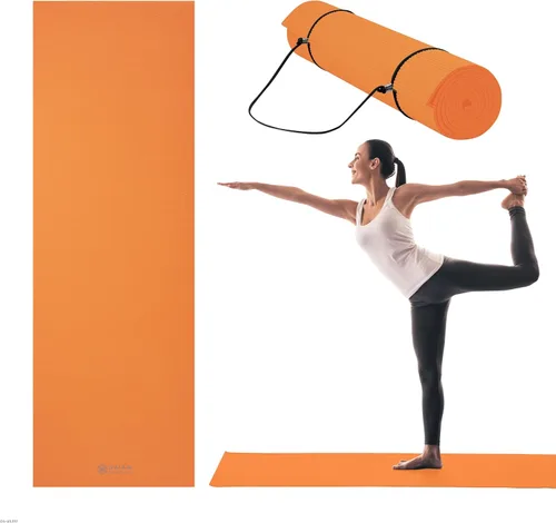 Miniatura 12 de Gaiam Essentials 1/4" Thin (6mm) Yoga & Pilates, Fitness & Exercise Mat with Easy-Cinch Carrier Strap Cusion Support For Fitness and Gym Workouts