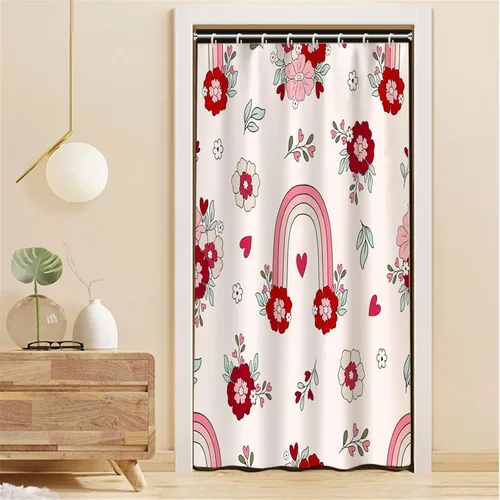 Miniatura 21 de Cortina de ducha de San Valentín para baño, 48 x 72 pulgadas, celosía, corazones de amor, impermeable, para tina, tina de caravana, rayas blancas