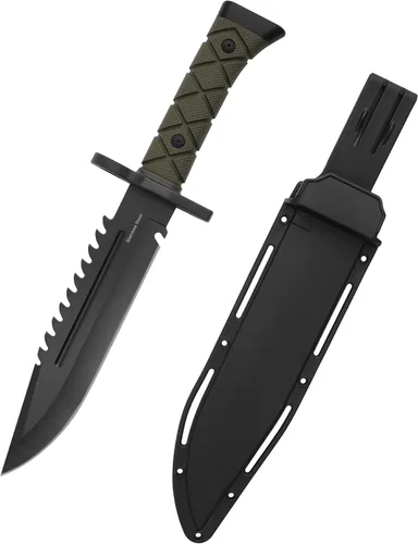 Leopcito Cuchillos tácticos de hoja fija de 15 pulgadas con funda, acero inoxidable para caza de supervivencia, bushcraft, cuchillo de mango