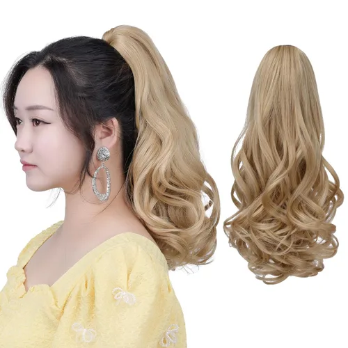 Miniatura 31 de Extensión de cola de caballo negra con clip de garra, ondulada, 10 pulgadas, 3.5 onzas, sintético, como verdaderos, postizos, para mujer, Yaki