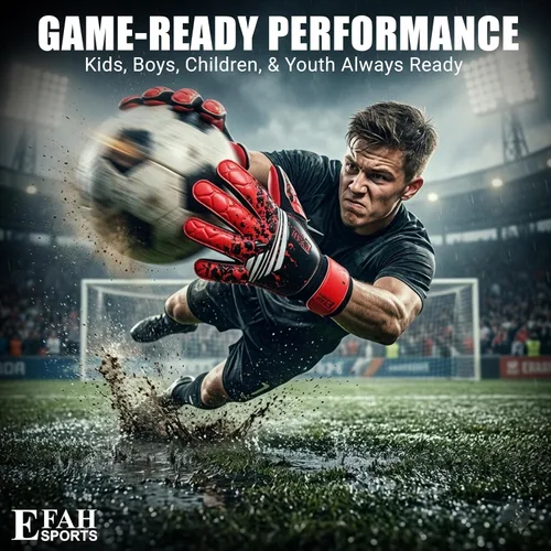 Miniatura 6 de Guantes de portero de fútbol para niños y jóvenes, guantes de portero de fútbol con agarres fuertes Rojo