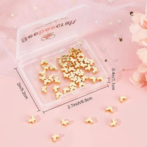 Miniatura 7 de Beebeecraft 1 caja de 50 cuentas sueltas de mariposa de metal para hacer collares, pulseras y joyas