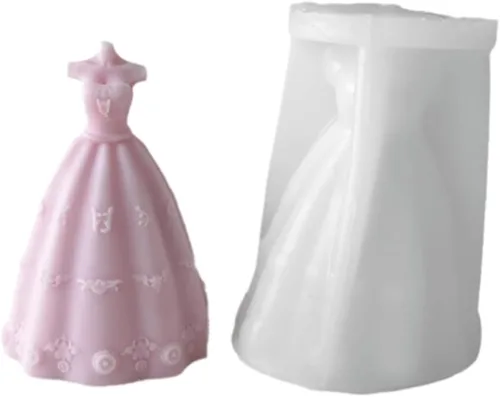 Miniatura 6 de Vestidos de novia para novia, molde de velas, sin tirantes, sin mangas, faldas de noche, molde de silicona para jabón, cera de soja, resina epoxi