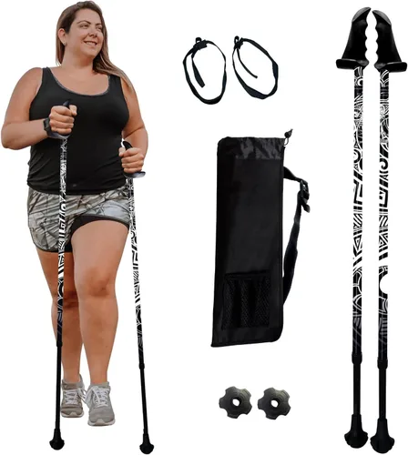 Miniatura 22 de York Nordic Bastones de senderismo motivadores grandes y altos para equilibrio y rehabilitación, 2 piezas, fuertes bloqueos de botón, patas de goma