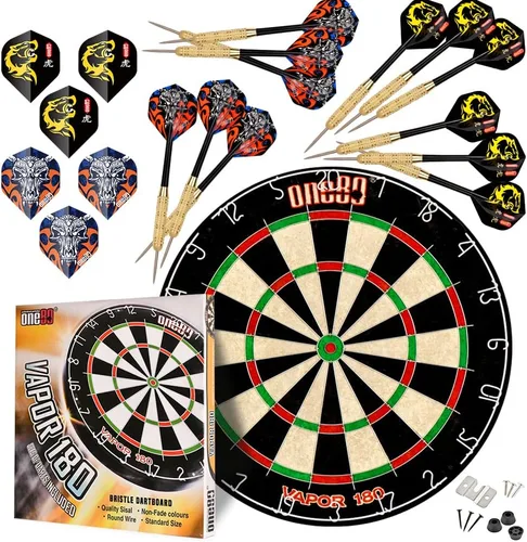 Miniatura 8 de ONE80 Vapor 180 Dardos de cerdas sin grapas Bullseye Steeltip Dardos Extra Vuelos