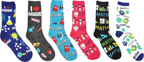 Miniatura 2 de Sock House Co. - Calcetines para profesores (6 pares), materias escolares, ciencias, música, historia, matemáticas, arte, inglés, regalos, TEACHER