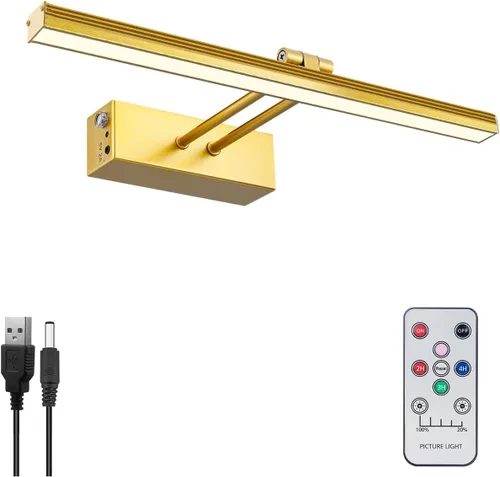 Miniatura 10 de Luz para Cuadros, Luces de Arte a Batería para Pared, Luz Inalámbrica con Control Remoto para Pinturas con Temporizador y Regulable, Iluminación