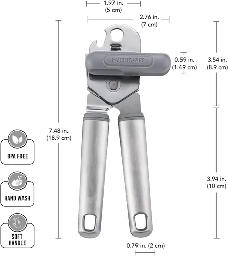Miniatura 5 de Farberware Abrelatas profesional de acero inoxidable, 7.36 pulgadas, gris