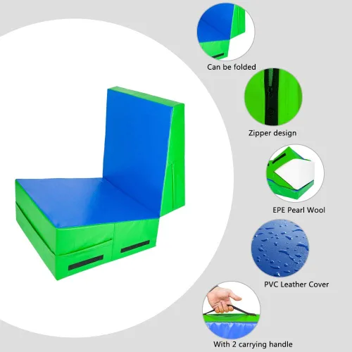 Miniatura 2 de Matladin Colchoneta de Volteretas de 48"x24"x14" - Colchoneta Plegable de Gimnasia Cuña de Queso para Niños, Niñas Entrenamiento en Casa