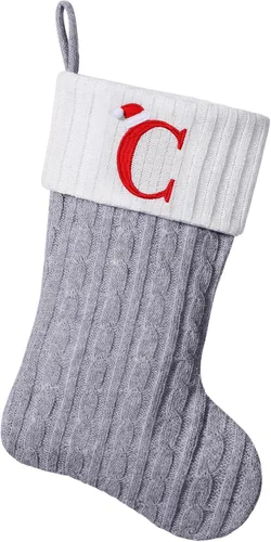 Miniatura 37 de Medias de Navidad personalizadas de 19 pulgadas con iniciales bordadas, medias de Navidad de punto negro para decoraciones de vacaciones familiares