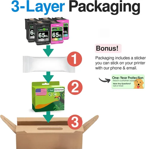 Miniatura 8 de 65XL - Cartucho de tinta remanufacturado de color negro para HP Ink 65 HP65 XL HP65XL para Envy 5055 5052 5010 5070 5014 Deskjet 3755 3772 2600 3752