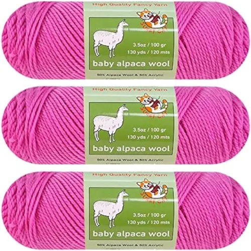 Miniatura 2 de Hilo de mezcla de lana de alpaca para bebé, peso esmerilado, 3 madejas (100 g/cada una) para arte, manualidades, crochet y tejer, marca premium 33