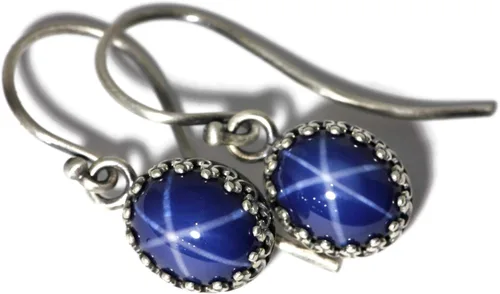 Miniatura 8 de Pendientes colgantes de corona de zafiro azul creado