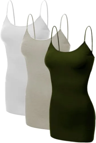 Miniatura 38 de Emmalise Camisola larga casual básica para mujer, con tirantes ajustables, top en capas
