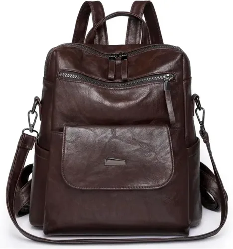 Miniatura 9 de Mochila para mujer, mochila de piel sintética, mochila antirrobo, mochila antirrobo de viaje, multiusos, ligera, impermeable, convertible, bolsa