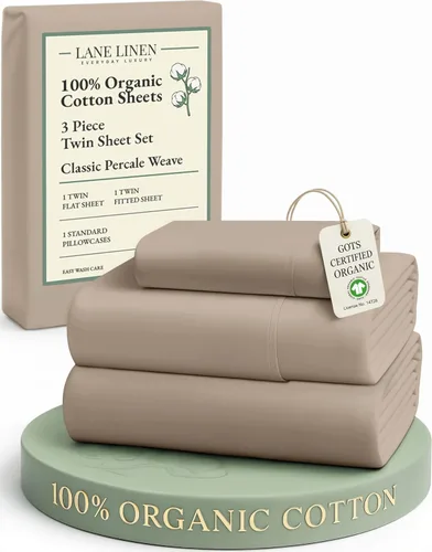 Miniatura 151 de LANE LINEN Sábanas 100% algodón orgánico para cama tamaño King, sábanas de percal suave, transpirables, de lujo, estilo hotelero, lavables a 09