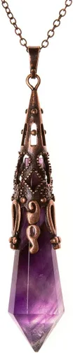 Bivei Collar de chakra de latón antiguo retro con 12 prismas hechos de prisma con piedras preciosas de cuarzo y piedra curativa