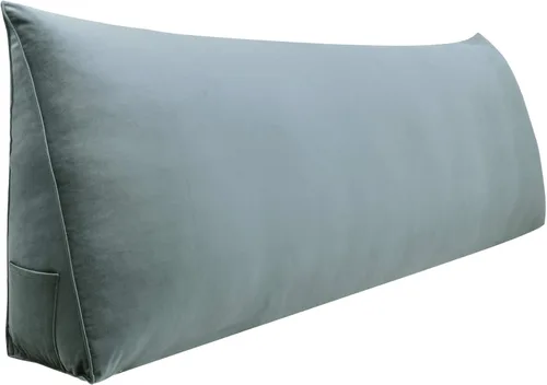 Miniatura 21 de Johnear Almohada triangular para cabecero, almohada de cuña de algodón y lino, almohada grande para respaldo de lectura para sofá y cama, soporte