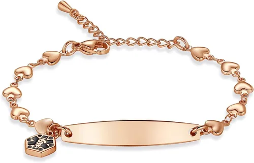 Miniatura 43 de mnmoom Pulseras de alerta médica para mujeres 6.5-8 pulgadas ajustables corazón links pulseras médicas con grabado