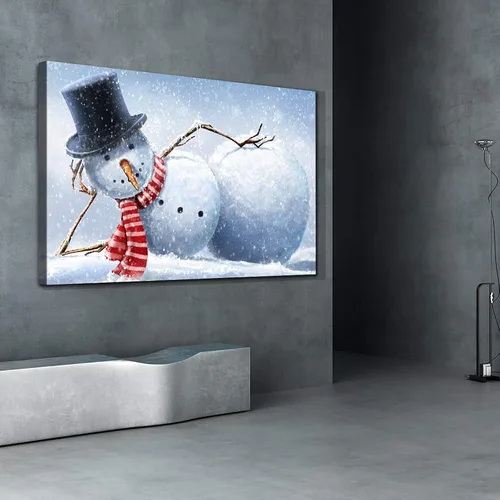 Miniatura 4 de Denozer - Arte de pared de muñeco de nieve de Navidad, impresiones artísticas sobre lienzo para dormitorio, sala de estar, decoración de pared