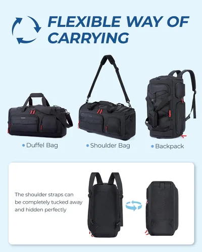 Miniatura 5 de BAGSMART Sports - Bolsa de viaje para gimnasio, bolsa de lona impermeable para hombres y mujeres, bolsa de entrenamiento de fin de semana, Negro