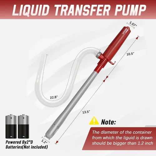 Miniatura 2 de Bomba portátil de transferencia de combustible - sifón de gas con batería para gasolina, diésel, transferencia de agua - 2.4 galones por minuto