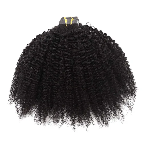 Miniatura 2 de Extensiones de cabello humano afro rizado tipo afro, extensiones de cabello humano Remy mongol, extensiones de cabello humano de trama de piel