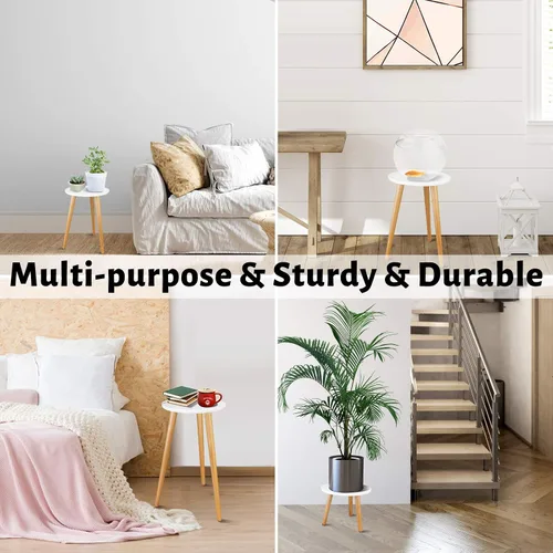 Miniatura 6 de Uneedem - Soporte para plantas de interior, mesa moderna de madera de mediados de siglo para plantas de interior, 8.9 pulgadas de alto para macetas