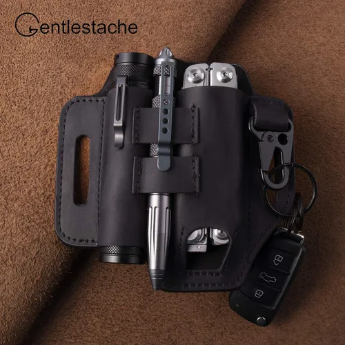 Miniatura 2 de Gentlestache - Funda de cuero para Leatherman, funda multiherramienta, EDC, organizador de bolsillo con llavero para cinturón y funda para linterna