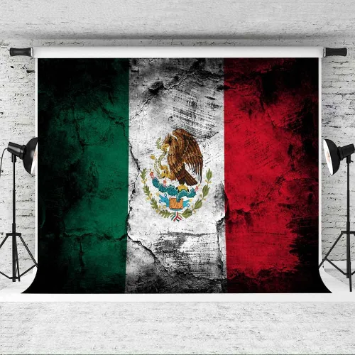 Miniatura 3 de EOA - Telón de fondo de fotografía de bandera mexicana grunge de 7 pulgadas de ancho x 5 pies de alto, para fiestas de vacaciones, fondo de cactus