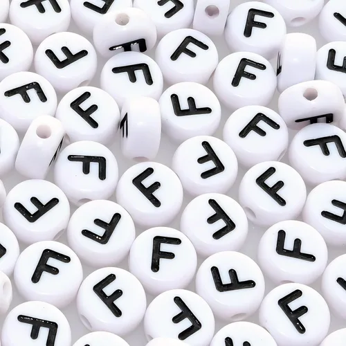 Miniatura 32 de Amaney - Cuentas de vocal A, 100 piezas de 0.276 x 0.157 in, blanco, redondo, acrílico, negro, alfabeto para fabricación de joyas Black-a