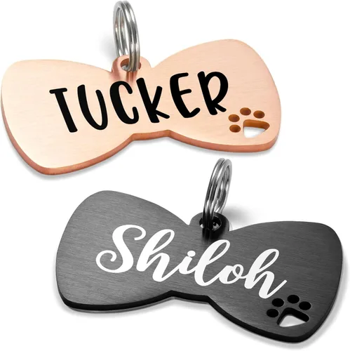 Miniatura 30 de Ultra Joys Placas de Identificación para Perros Personalizadas para Mascotas - Placa de ID Personalizada con Pata Hueca - Placa Grabada para Perros