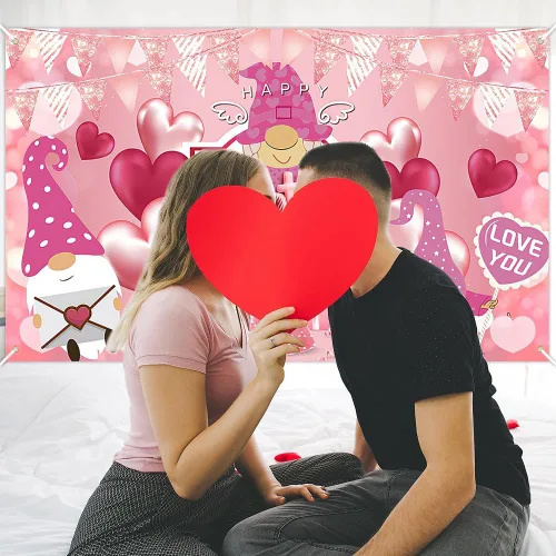 Miniatura 5 de Telón de fondo para fotografía del día de San Valentín, telón de fondo de pancarta de feliz día de San Valentín, suministros de fiesta con diseño