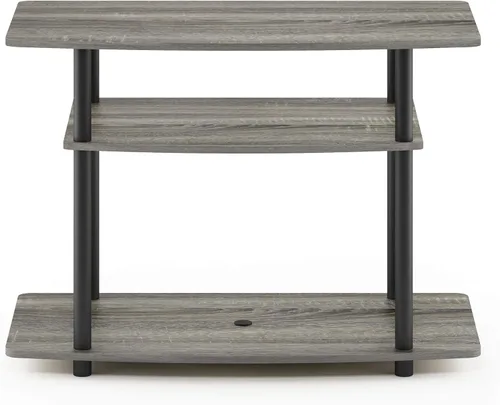 Miniatura 4 de Furinno Turn-N-Tube No Tools - Soporte de TV con centro de entretenimiento de 3 niveles, roble francés gris/negro y Andrey, mesa auxiliar, mesita