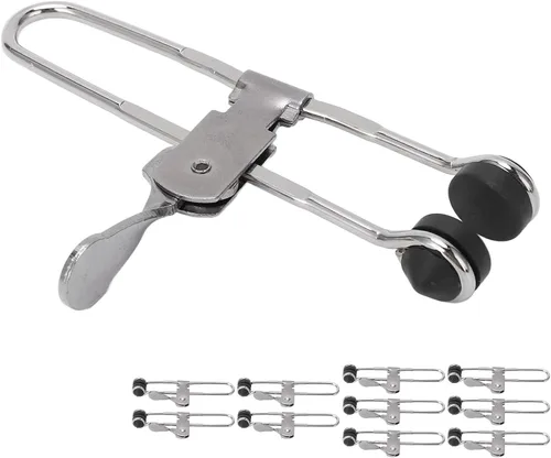 Miniatura 8 de Plplaaoo Abrazaderas de rejilla de acción de palanca, paquete de 10 abrazaderas de acero inoxidable para azulejos de techo con cabeza de goma, clips