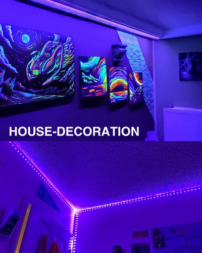 Miniatura 6 de Onforu Kit de tira de luz LED negra de 32.8 pies, 600 unidades de cuentas de lámpara, accesorios de luz negra flexibles de 12 V, cinta de 32.8 ft