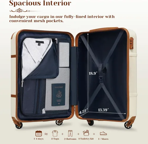 Miniatura 5 de Coolife Juego de equipaje de 3 piezas Maleta de equipaje de mano PC Hardside Equipaje TSA Lock Spinner Ruedas Manija telescópica, Negro