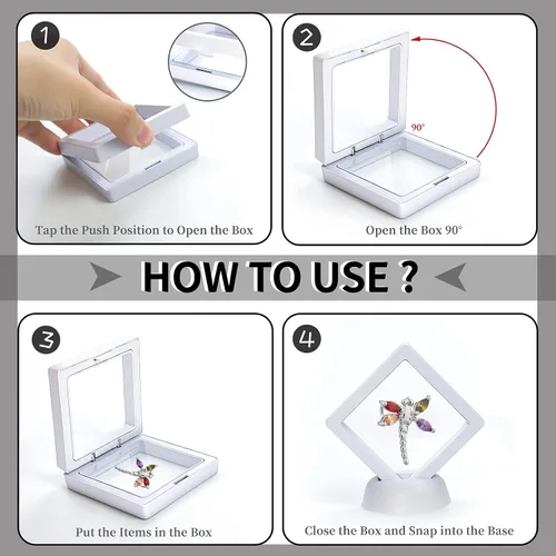 Miniatura 3 de KMOTASUO vitrina flotante 3D, película transparente 3D flotante para monedas de desafío, medallones AA, piedras de fósiles de joyería, 2.75 x 2.75 x