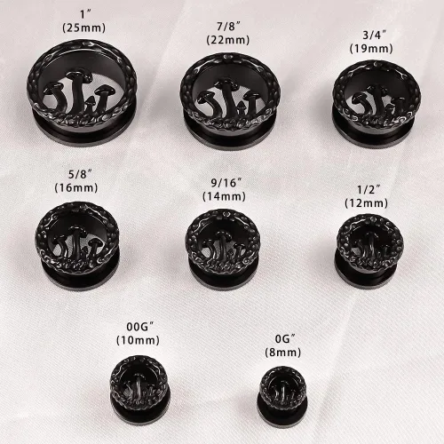 Miniatura 5 de DOEARKO 2 unidades de dilatadores de oreja de acero inoxidable con forma de hongo fresco túneles expansor de oreja dilatador de oído piercing
