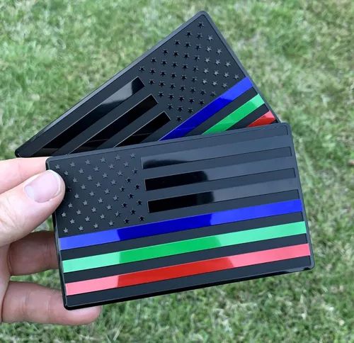 Miniatura 10 de MULL Emblema de metal de bandera estadounidense para automóviles, camiones, juego de 2 piezas hacia adelante y atrás (5 x 3 pulgadas, negro)