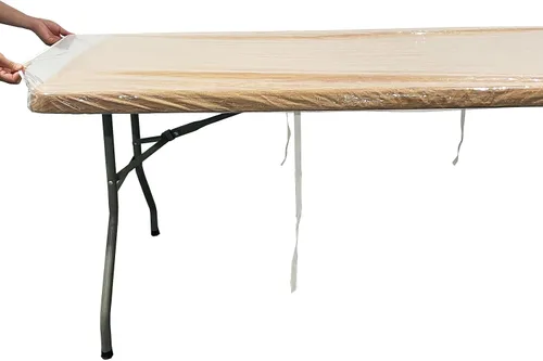 Miniatura 2 de Pioggia - Mantel de vinilo transparente redondo con borde elástico, impermeable y resistente al aceite, cubierta de plástico para mesa, ideal