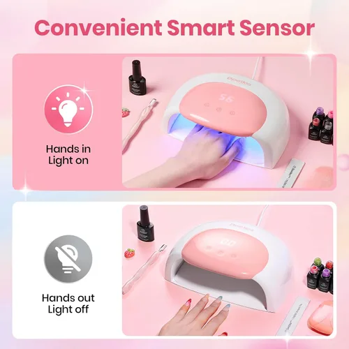 Miniatura 4 de Beetles - Lámpara de uñas LED UV, luz de uñas blanca caramelo con 3 temporizadores de 30/60/90 segundos y pantalla de cuenta regresiva para esmalte