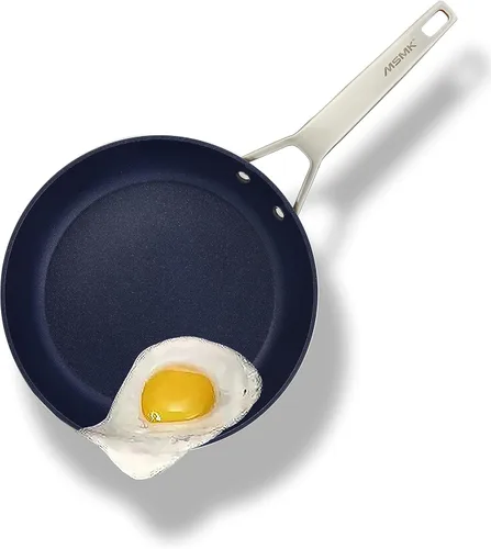 MsMk - Sartén antiadherente pequeña azul de 8 pulgadas, sartén duradera para huevos y tortillas, revestimiento antiadherente de titanio y diamante