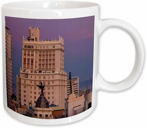Miniatura 11 de 3dRose Taza de España, Madrid, Gran Vía y Edificio España, 11 oz, color negro