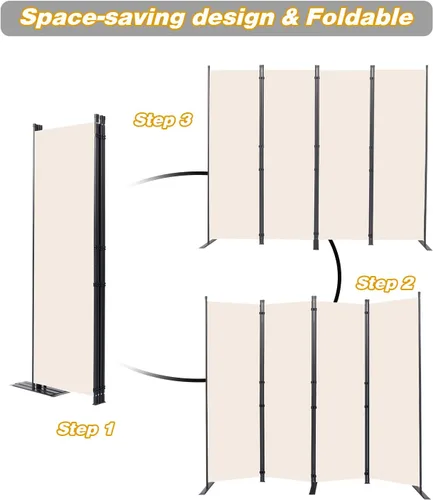 Miniatura 5 de CHOSENM Divisor de habitación, 4 paneles plegables de privacidad con pies de soporte más anchos, partición de habitación portátil de 6 pies