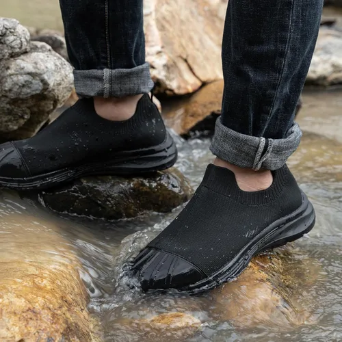 Miniatura 5 de LARNMERN Men's Non Slip Work Shoes Waterproof Food Service Zapatos Trabajo Antideslizantes Water Resistant Walking Slip-on Sneakers, Black